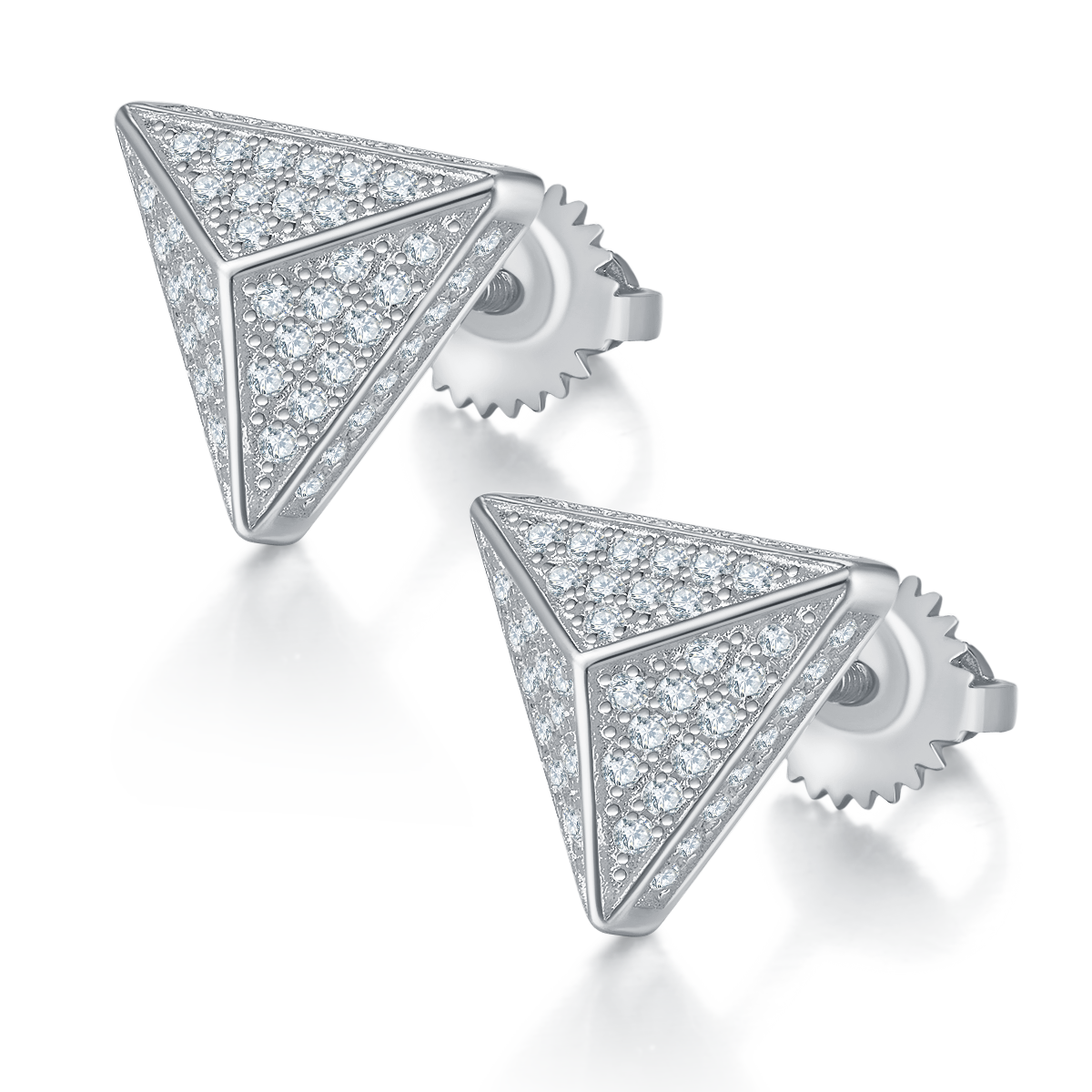 Triangle S925 silver ear nail with thread Moissanite grade D 0.51CT